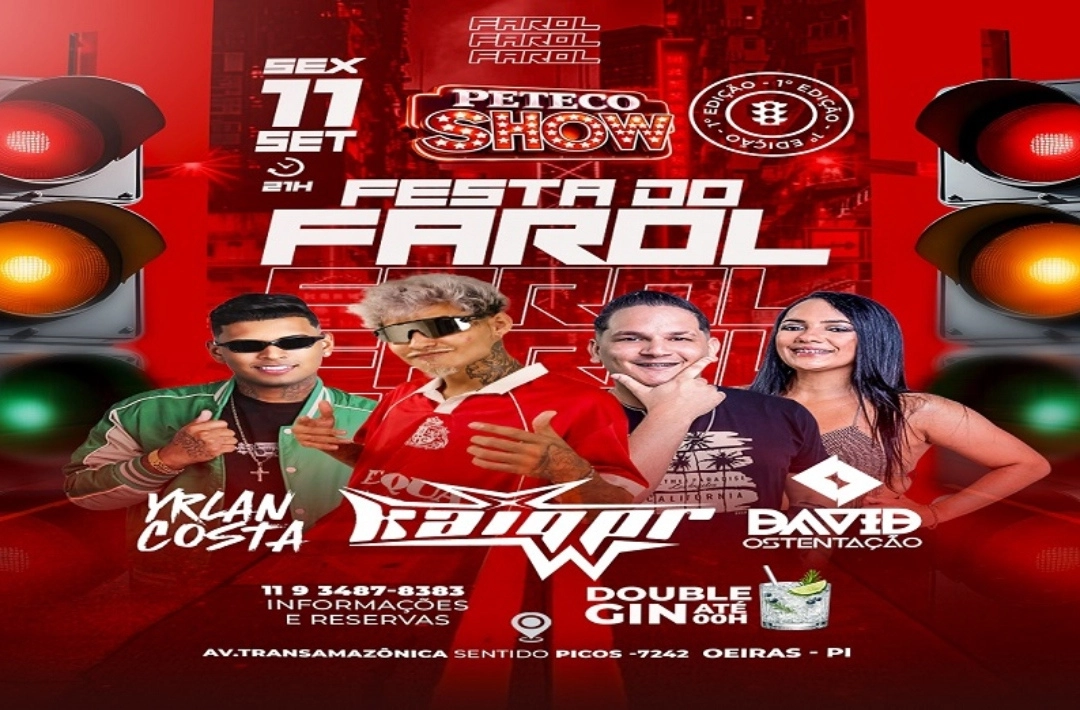 Peteco Show realiza a 1ª edição da Festa do Farol no dia 11 de setembro, em Oeiras