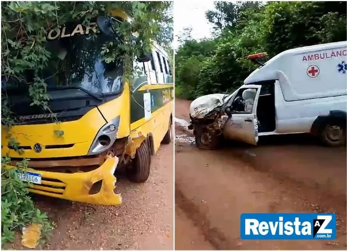 Ônibus escolar e ambulância batem de frente em estrada de Murici dos Portelas