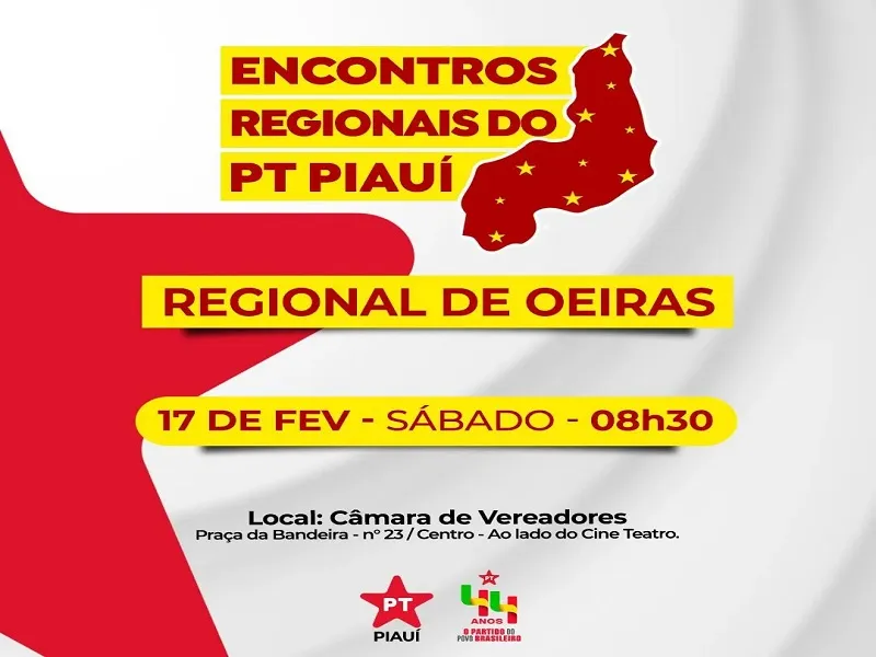 PT realizará encontro regional em Oeiras neste sábado, 17
