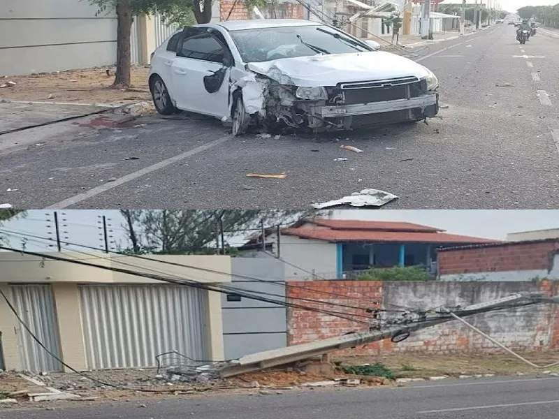 Motorista perde controle de veículo e bate contra poste no Piauí