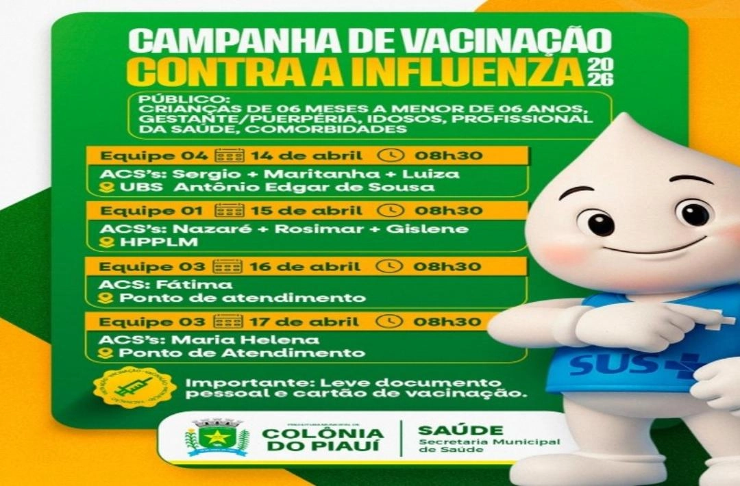 Campanha de vacinação contra a Influenza avança para novas áreas em Colônia do Piauí