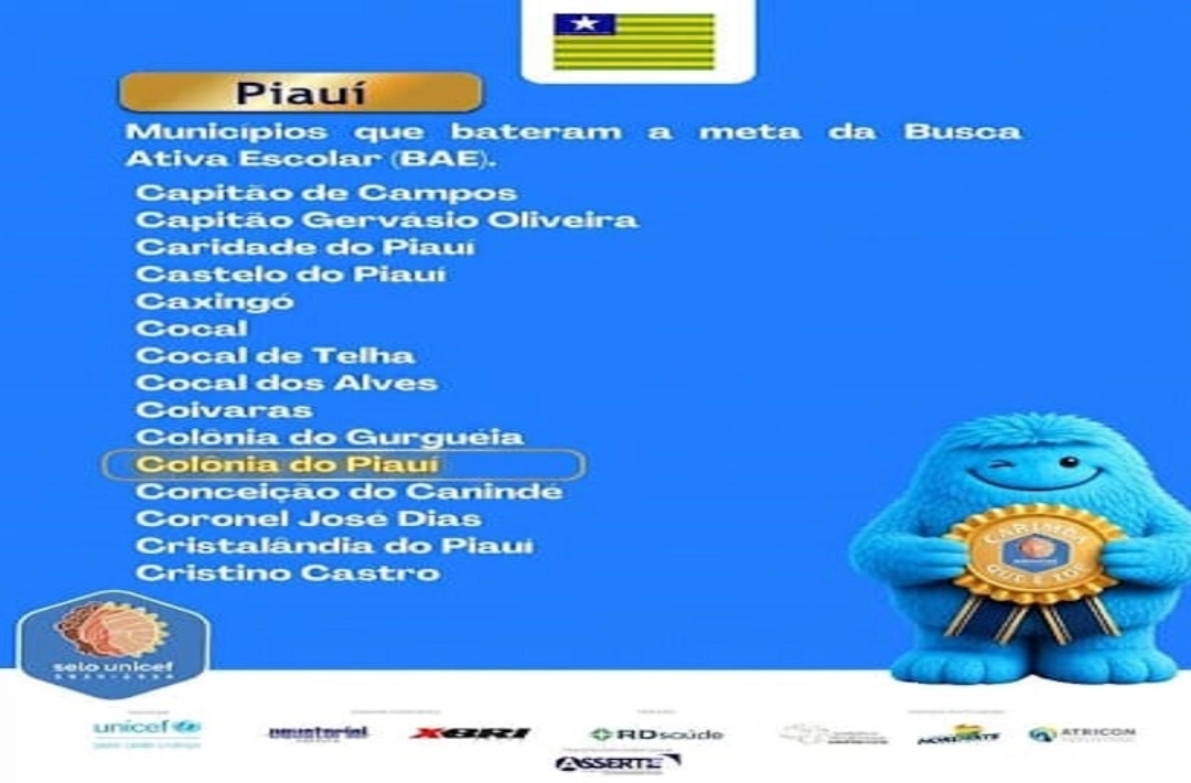 Colônia do Piauí atinge meta da Busca Ativa Escolar do UNICEF