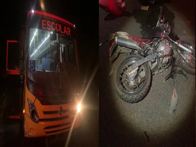Motociclista morre ao colidir com ônibus escolar no município de Simplício Mendes