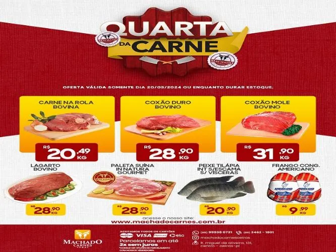 Confira as ofertas da Quarta da Carne na Machado Carnes