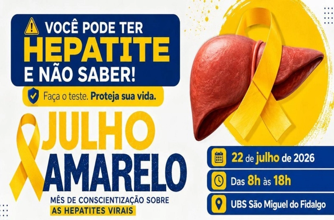 São Miguel do Fidalgo realiza programação do Julho Amarelo com testes rápidos nesta quarta-feira