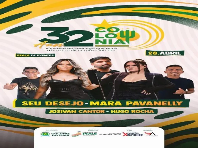 Prefeitura de Colônia do Piauí divulga programação para comemoração do 32° aniversário de emancipação política