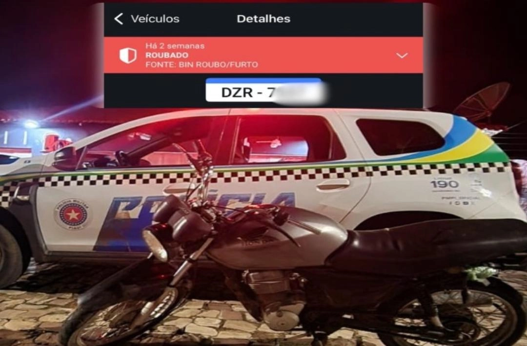 Homem é conduzido à delegacia com motocicleta furtada no Centro de Oeiras