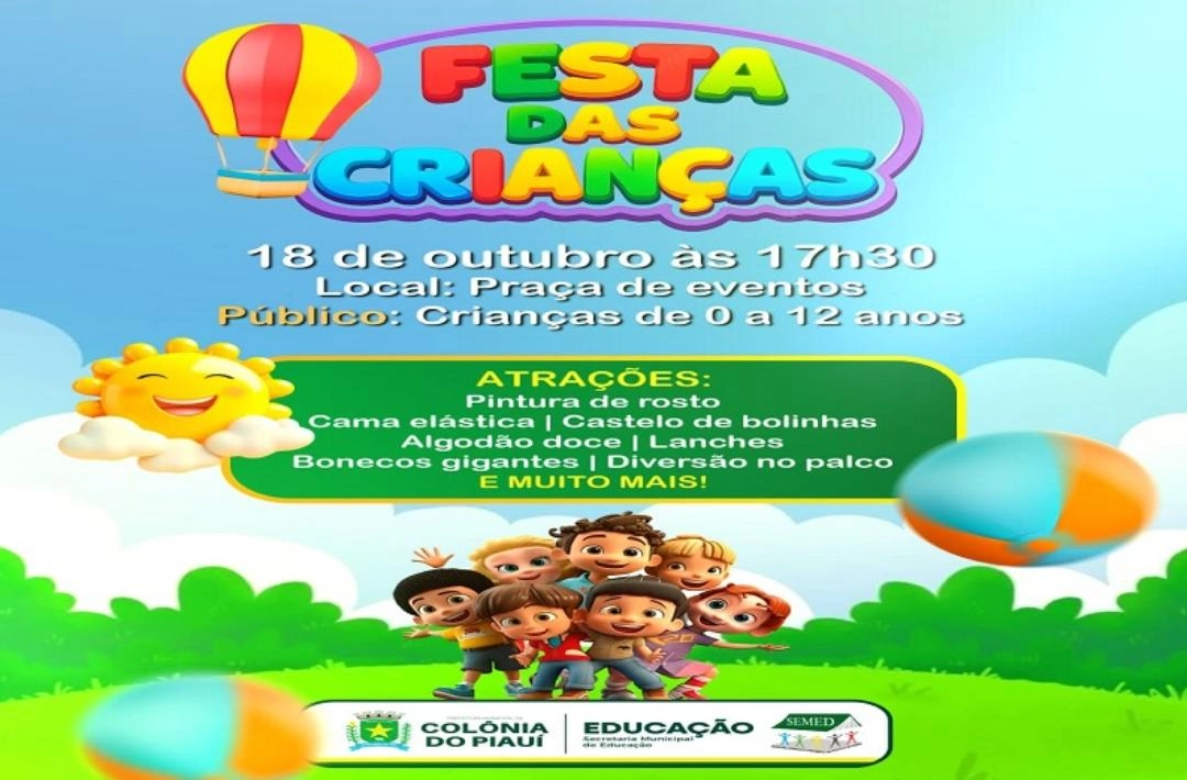 Festa das Crianças promete uma tarde de alegria e brincadeiras em Colônia do Piauí