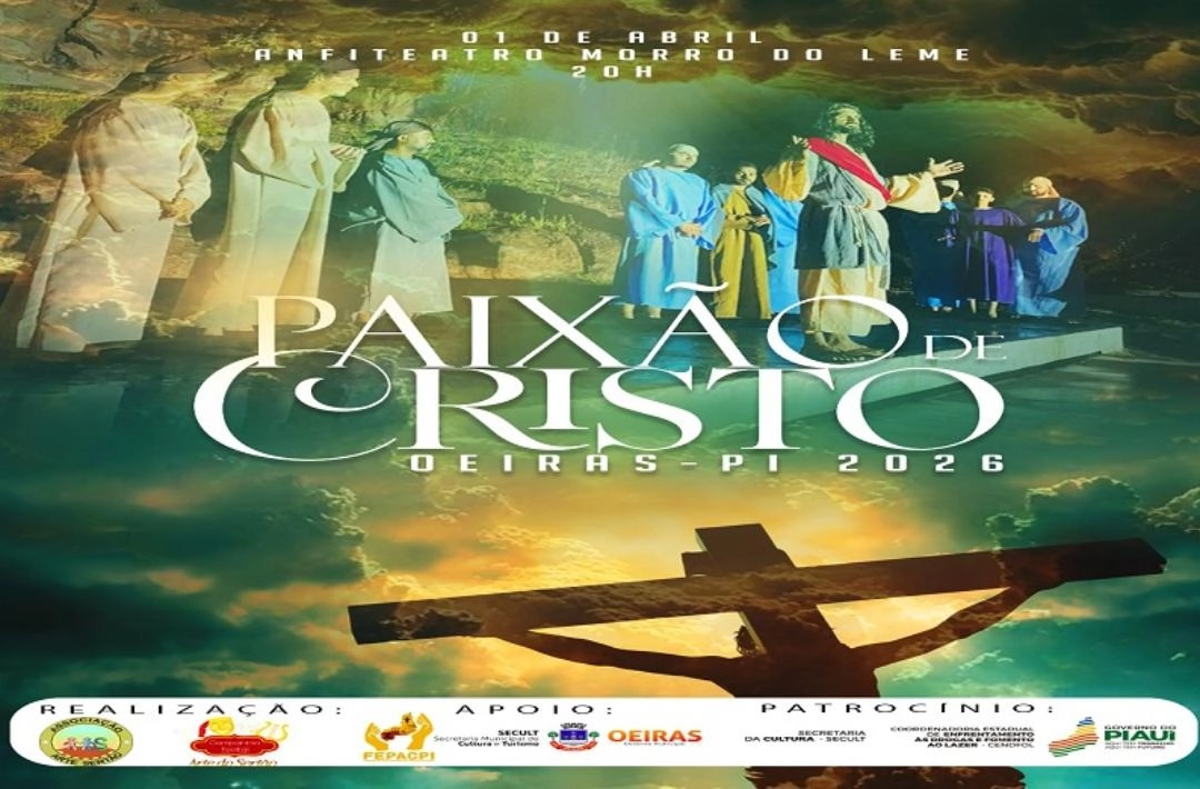 A Paixão de Cristo em Oeiras será encenada no dia 1º de abril com narrativa do batismo à ascensão
