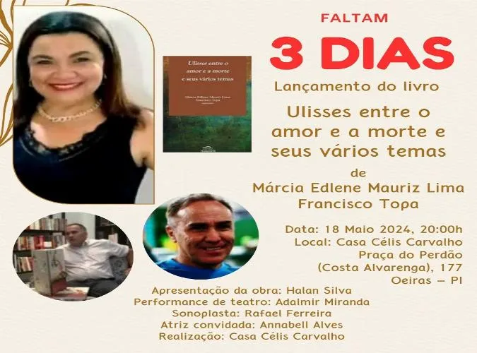 Livro “Ulisses entre o amor e a morte e seus vários temas” será lançado em Oeiras dia 18 de maio