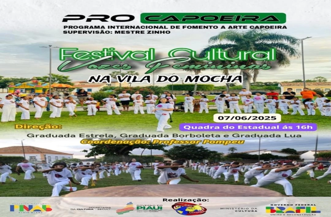 Festival cultural promove capoeira e vozes femininas na Vila do Mocha, em Oeiras