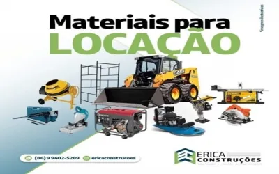Erica Construções facilita sua obra com aluguel de equipamentos para Oeiras e região