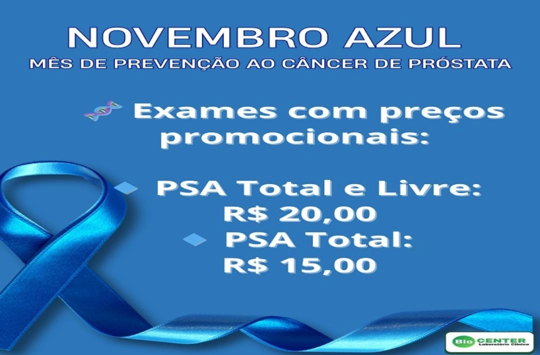 Bio Center Laboratório Clínico promove campanha de prevenção ao câncer de próstata no Novembro Azul