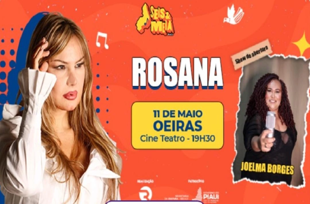 Rosana se apresenta em Oeiras no dia 11 de maio com show no Cine Teatro