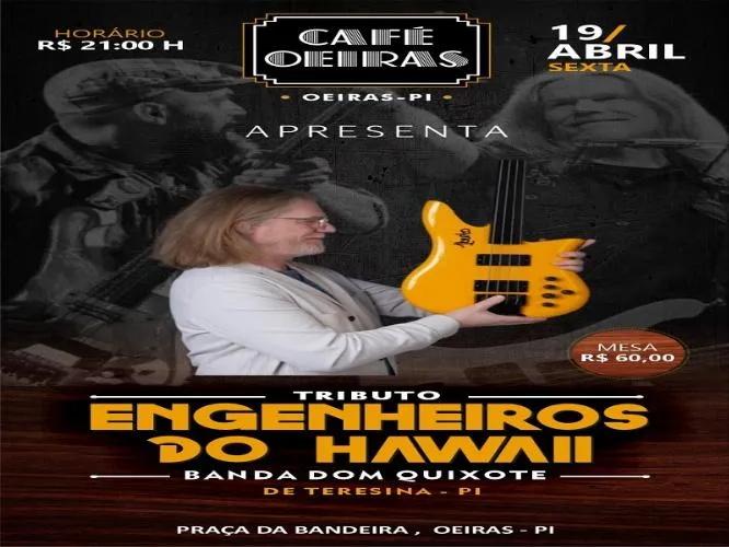 Sexta-feira, 19 de Abril: Café Oeiras apresenta banda Dom Quixote em Tributo aos Engenheiros do Hawaii