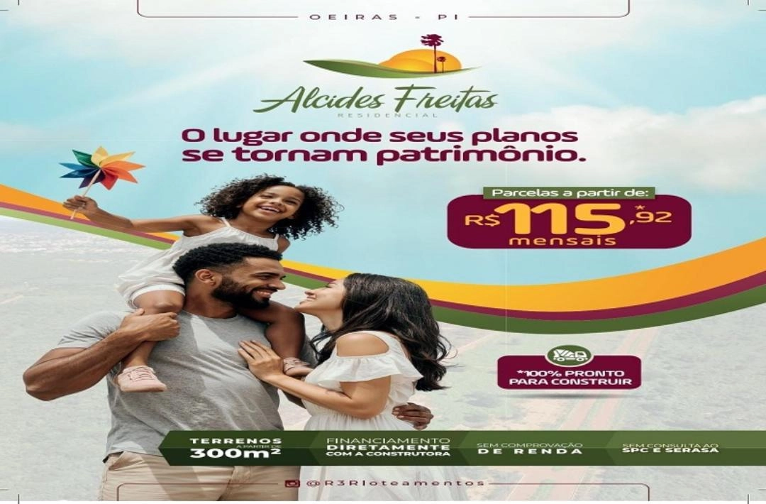 Residencial Alcides Freitas disponibiliza lotes em Oeiras com infraestrutura entregue e parcelas a partir de R$ 115,92