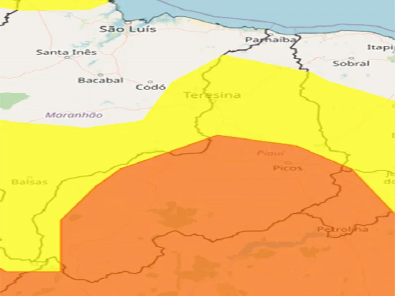 Piauí tem aviso de chuvas de até 100 milímetros e ventos de até 100 km