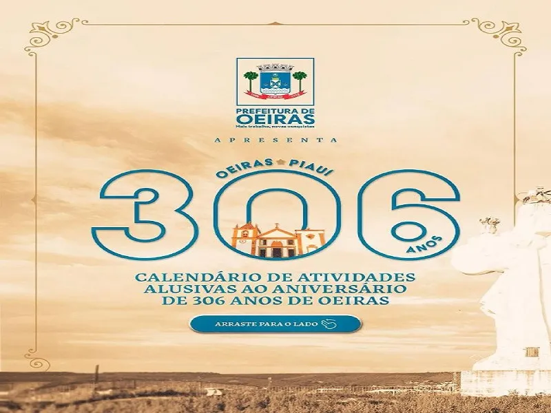 Prefeitura divulga programação alusiva ao aniversário de 306 anos de Oeiras