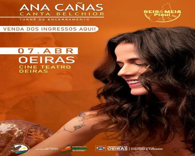 Ana Cañas com o show “Ana Cañas Canta Belchior” será a atração do Projeto Seis e Meia em Oeiras
