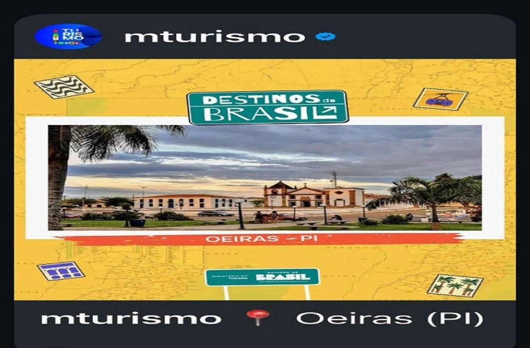 Oeiras integra seleção de destinos turísticos divulgada pelo Ministério do Turismo