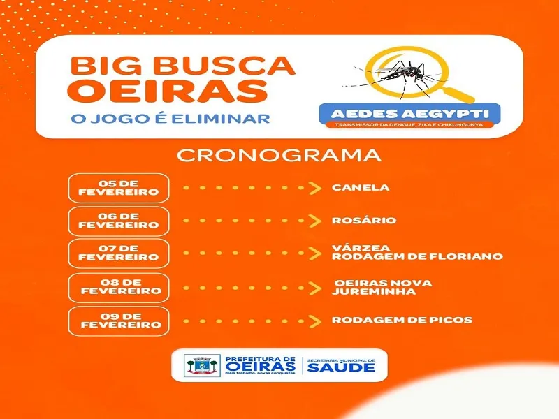 Saúde prepara mutirões de combate ao mosquito Aedes aegypti em Oeiras