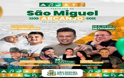 Prefeitura de S. Miguel do Fidalgo anuncia programação de shows para o festejo de São Miguel Arcanjo
