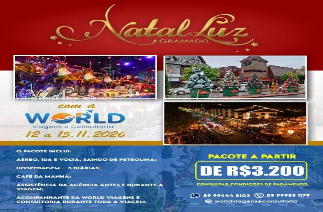 World Viagens lança pacote para o Natal Luz de Gramado entre 12 e 15 de novembro de 2026