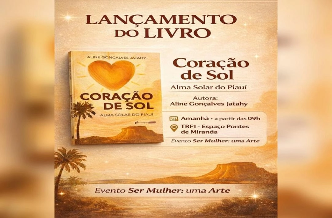 Escritora oeirense Aline Gonçalves Jatahy lança livro “Coração de Sol” em Brasília