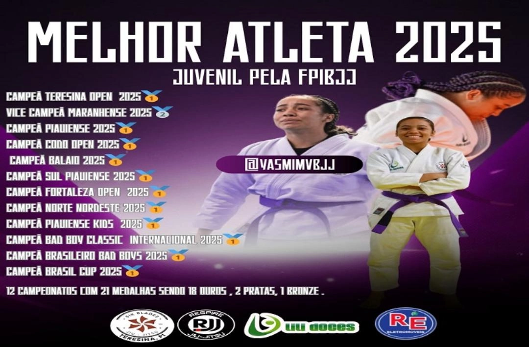 Atleta oeirense Yasmim Vitória encerra 2025 com 21 medalhas no jiu-jitsu