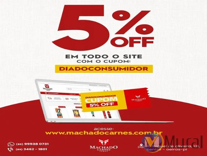Dia do Consumidor: Desconto de 5% em compras no site da Machado Carnes
