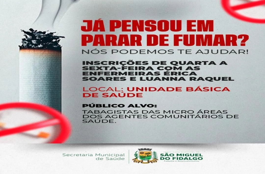 Campanha em São Miguel do Fidalgo incentiva moradores a abandonarem o cigarro