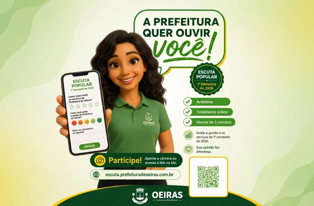 Prefeitura de Oeiras abre pesquisa para ouvir a população sobre o primeiro semestre de 2026
