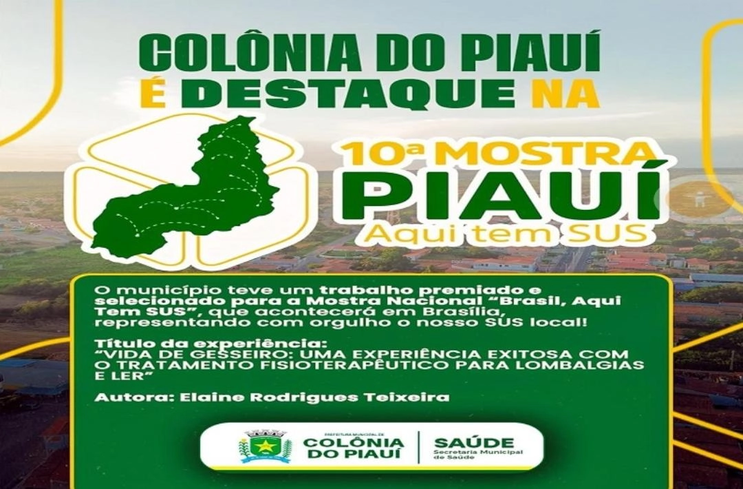 Colônia do Piauí é selecionada para mostra nacional com projeto de saúde voltado a trabalhadores