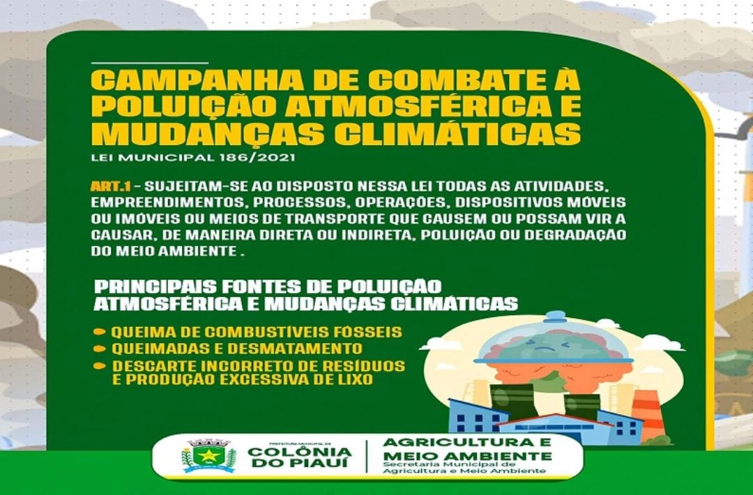 Colônia do Piauí realiza campanha de combate à poluição atmosférica e mudanças climáticas