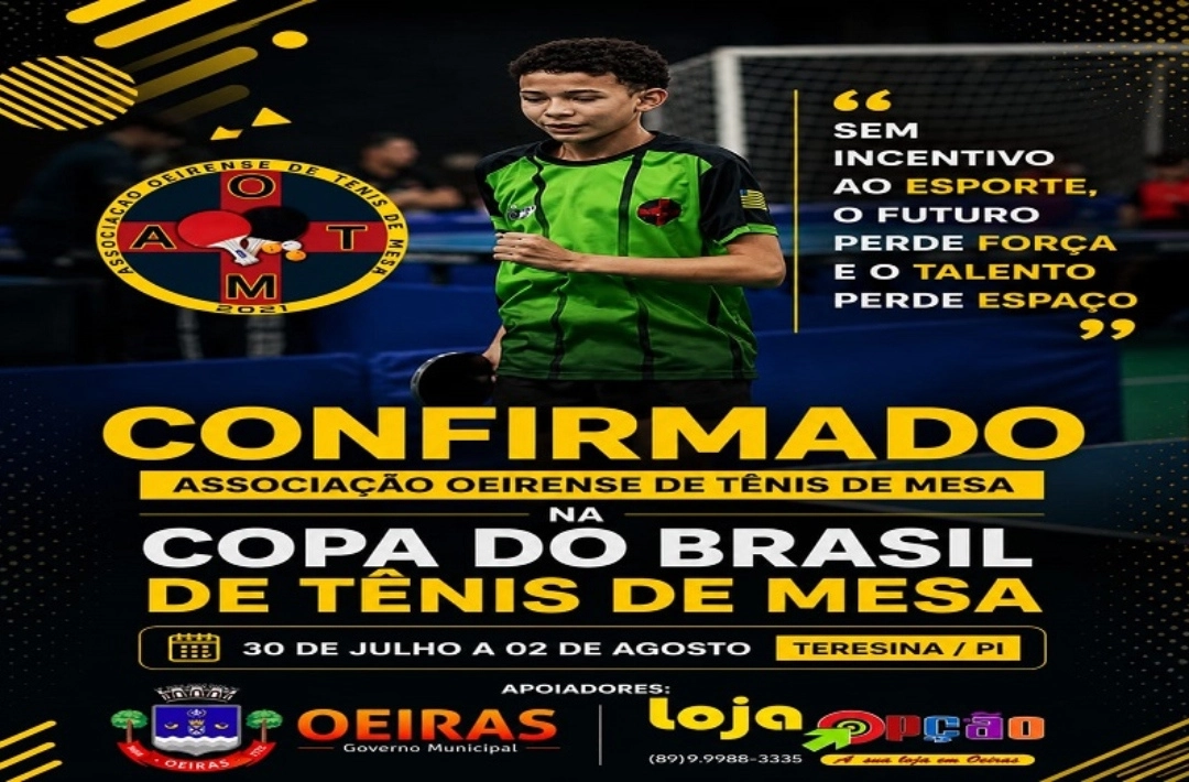 Associação Oeirense de Tênis de Mesa leva delegação de 13 atletas para a Copa Brasil Ouro em Teresina