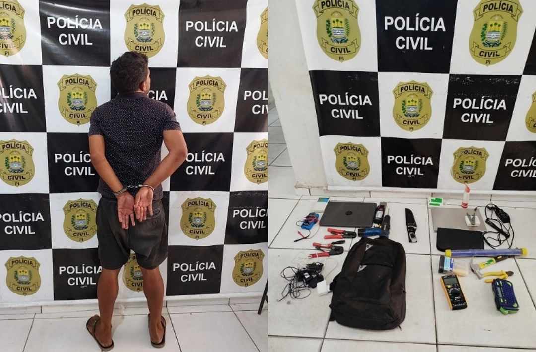 Polícia Civil prende suspeito e recupera objetos furtados de empresa de internet em Oeiras