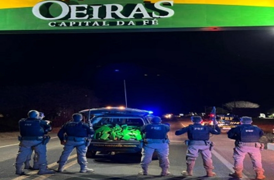 PRF apreende 450 quilos de drogas em carreta que transportava milho para Oeiras