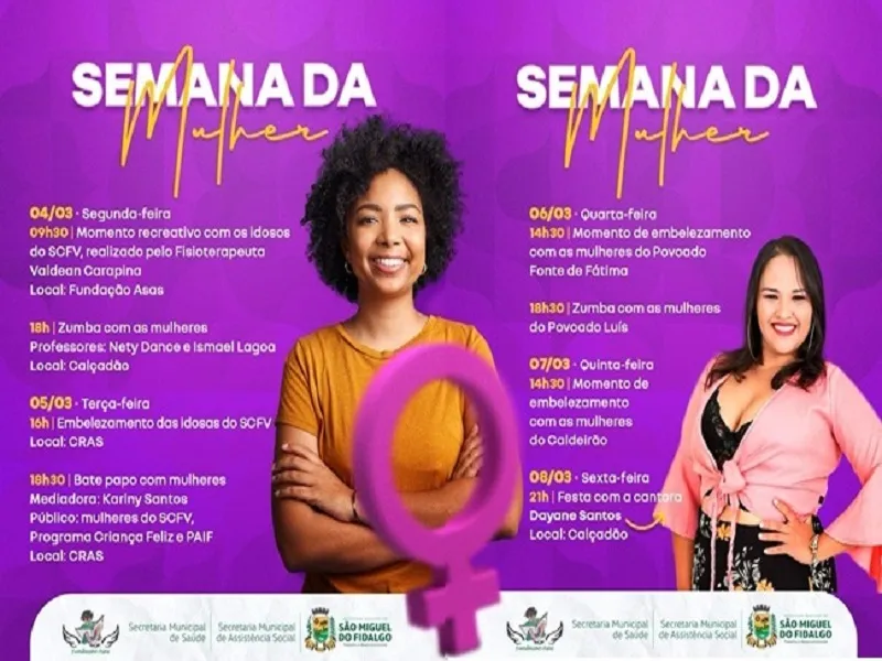 Prefeitura de São Miguel do Fidalgo celebra a Semana da Mulher com diversificada programação
