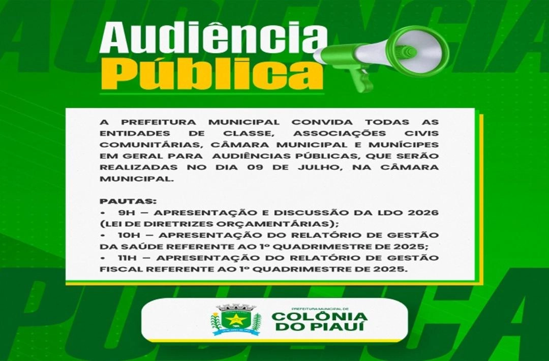 Colônia do Piauí promove audiências públicas sobre orçamento, saúde e finanças