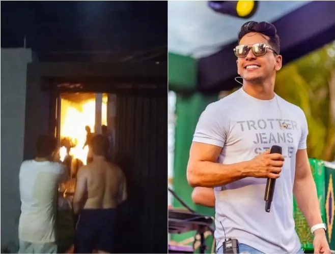 Incêndio atinge lavanderia da residência do cantor Léo Cachorrão em Teresina
