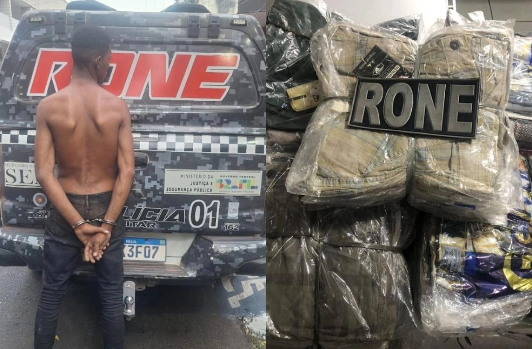 Homem é preso após arrombar loja e furtar 85 bermudas no Centro de Teresina
