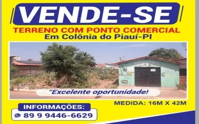 Terreno com ponto comercial à venda na avenida Dr. José Gusmão, Colônia do Piauí