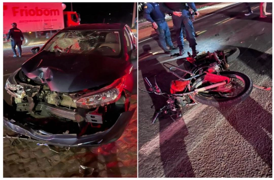 Mulher de 52 anos sofre fraturas após colisão entre moto e carro na BR-230 em Oeiras