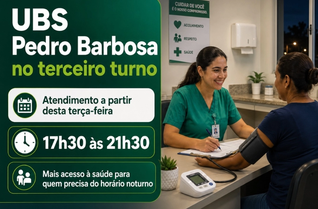 Oeiras: UBS Pedro Barbosa passa a atender no terceiro turno das 17h30 às 21h30