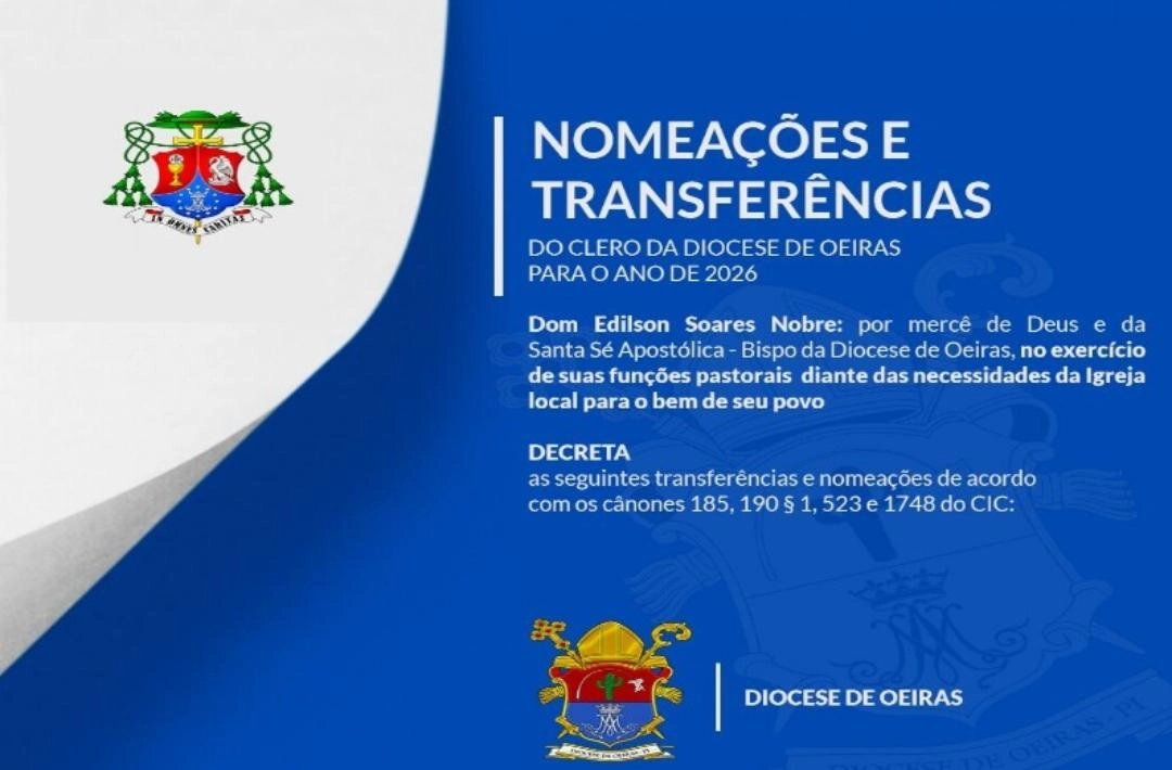 Diocese de Oeiras divulga nomeações e transferências no clero