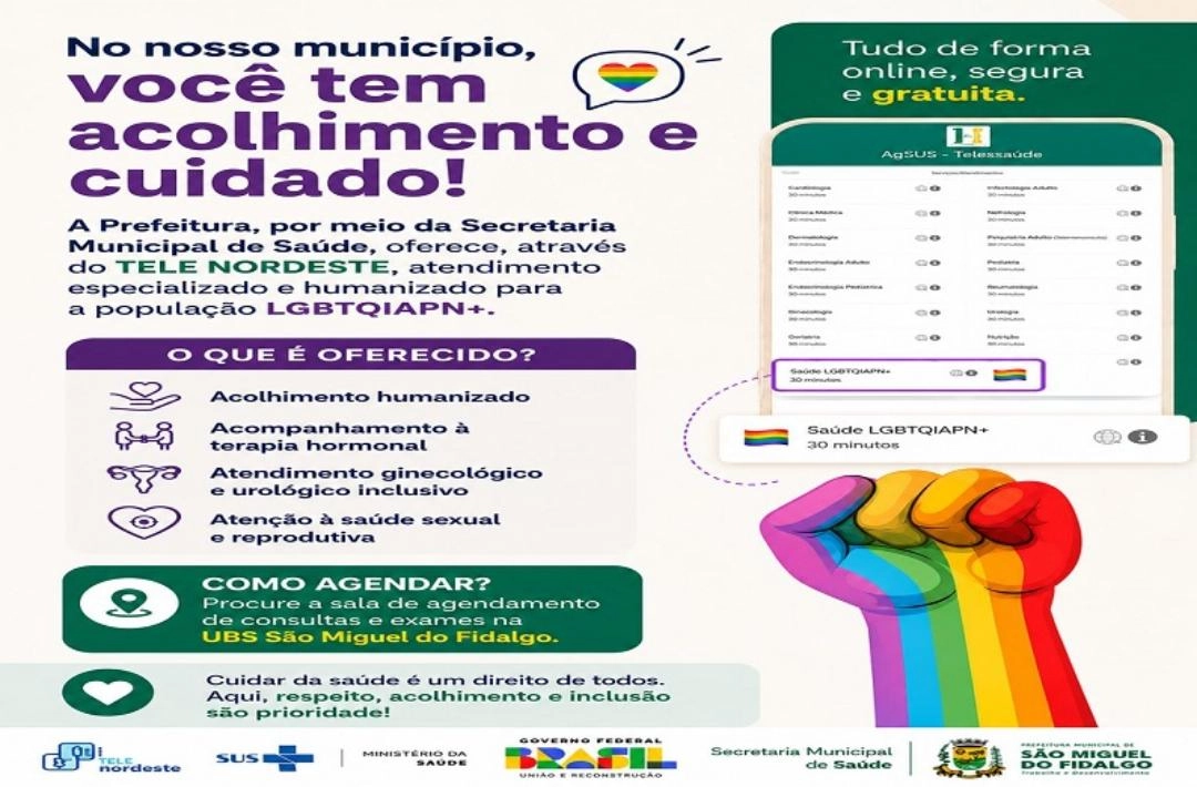São Miguel do Fidalgo disponibiliza atendimento em saúde para população LGBTQIAPN+ por meio do Tele Nordeste