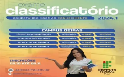 IFPI abre inscrições para exame classificatório em Oeiras: confira os cursos e vagas!