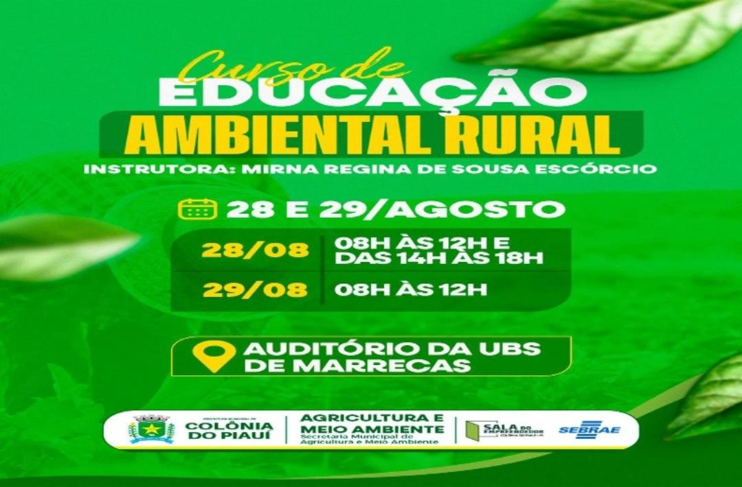 Curso de educação ambiental rural será realizado no povoado Marrecas, em Colônia do Piauí