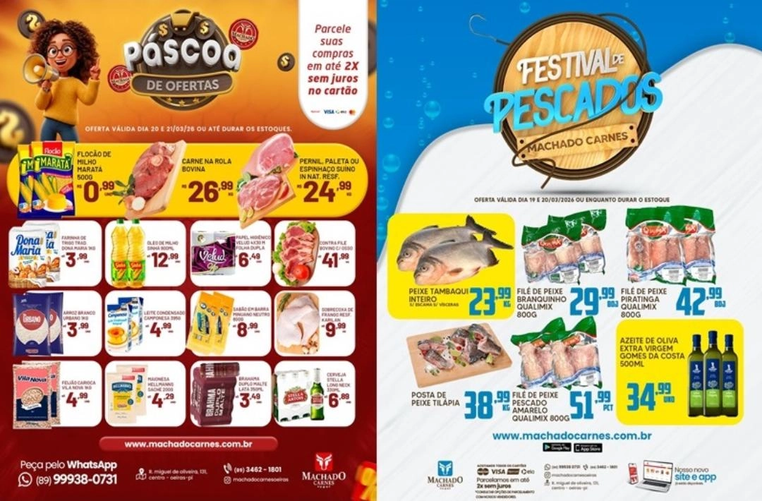 Ofertas especiais de Páscoa e Festival de Pescados na Machado Carnes