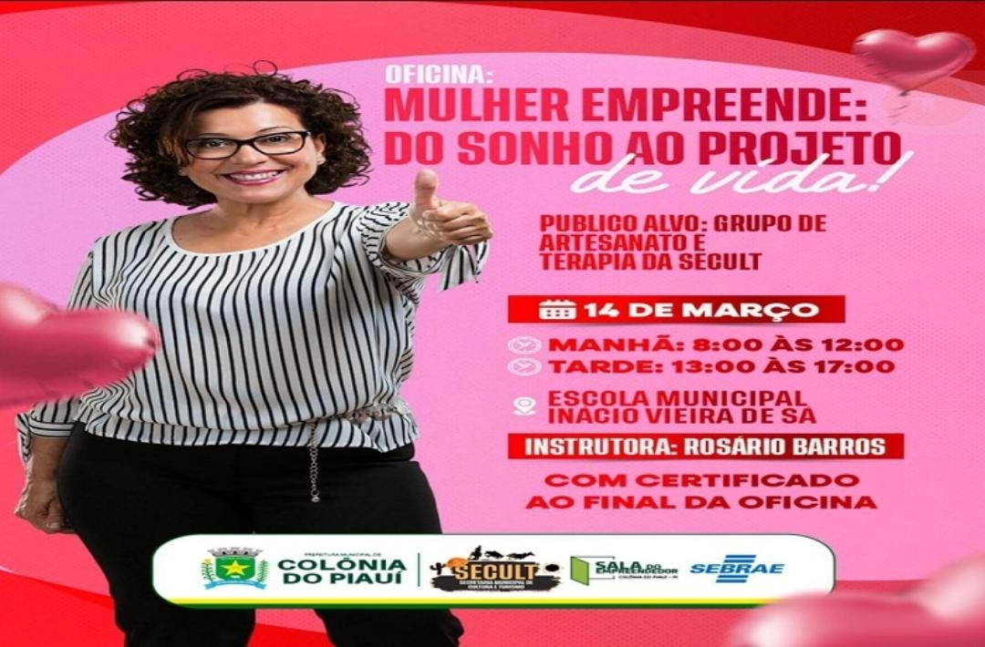Povoado Oitis, em Colônia do Piauí recebe no dia 14, a oficina ‘Mulher Empreende: do sonho ao projeto de vida’